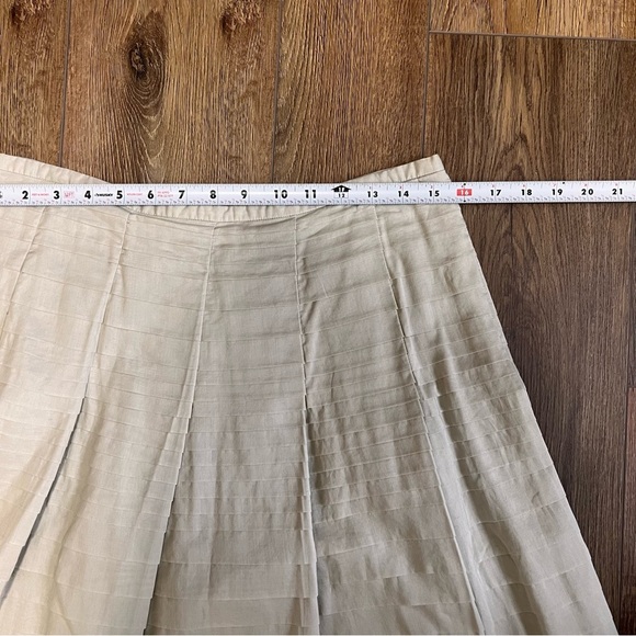 Jones New York Signature Pleated A-line Skirt Tan Size 10 100% Cotton - Picture 7 of 12